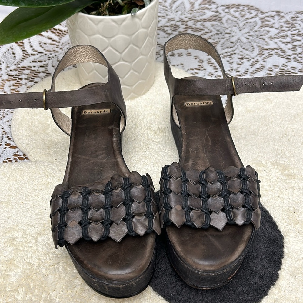 Bernardo Brown Platform Sandals